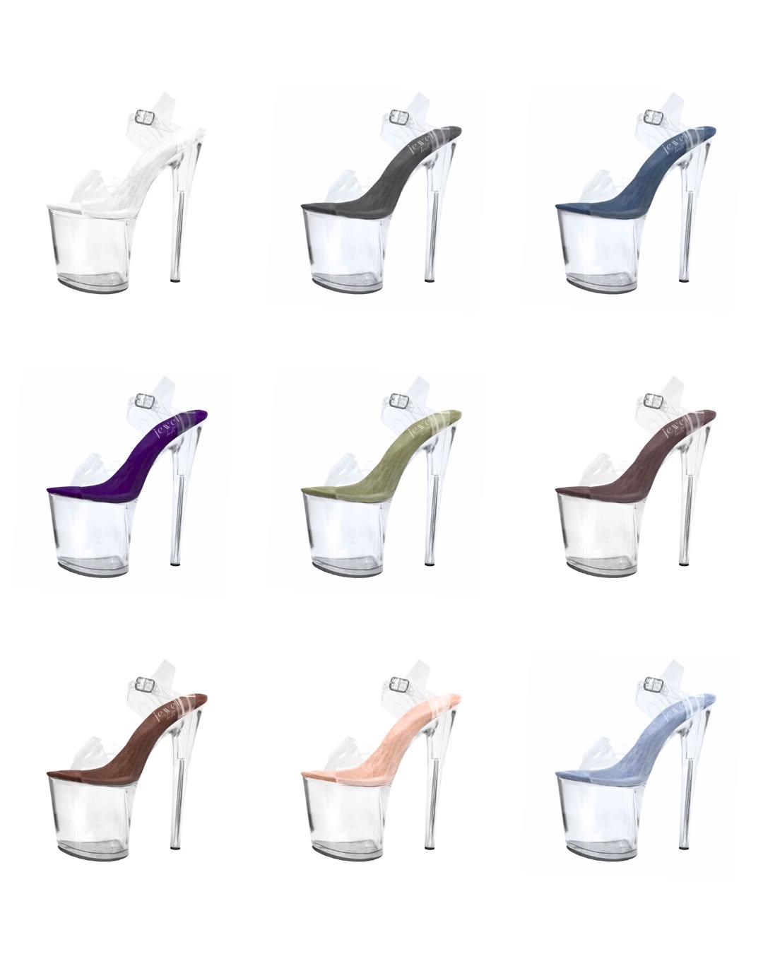 Jewel Heels - 特選款式 Transparent Heel Customizations 玻璃高跟+客製鞋墊 - 8 吋 / 20 公分 (此款預購期另加10天)