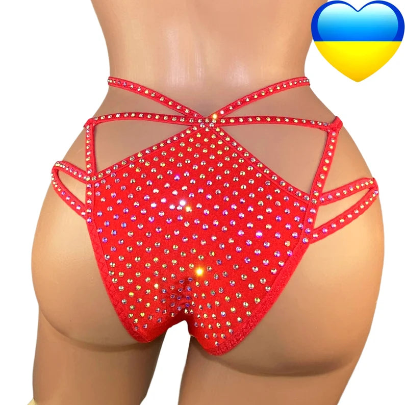 BSB - Rhinestone Sexy Lingerie Erotic 褲子 - Y