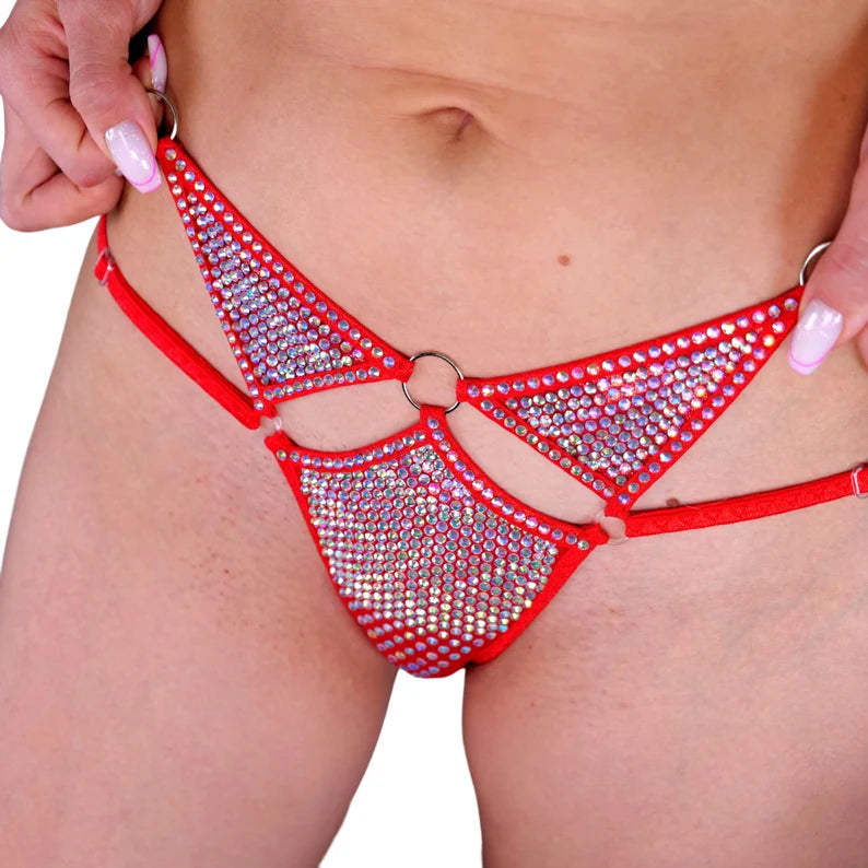 BSB - Rhinestone Sexy Lingerie Erotic 褲子 - U