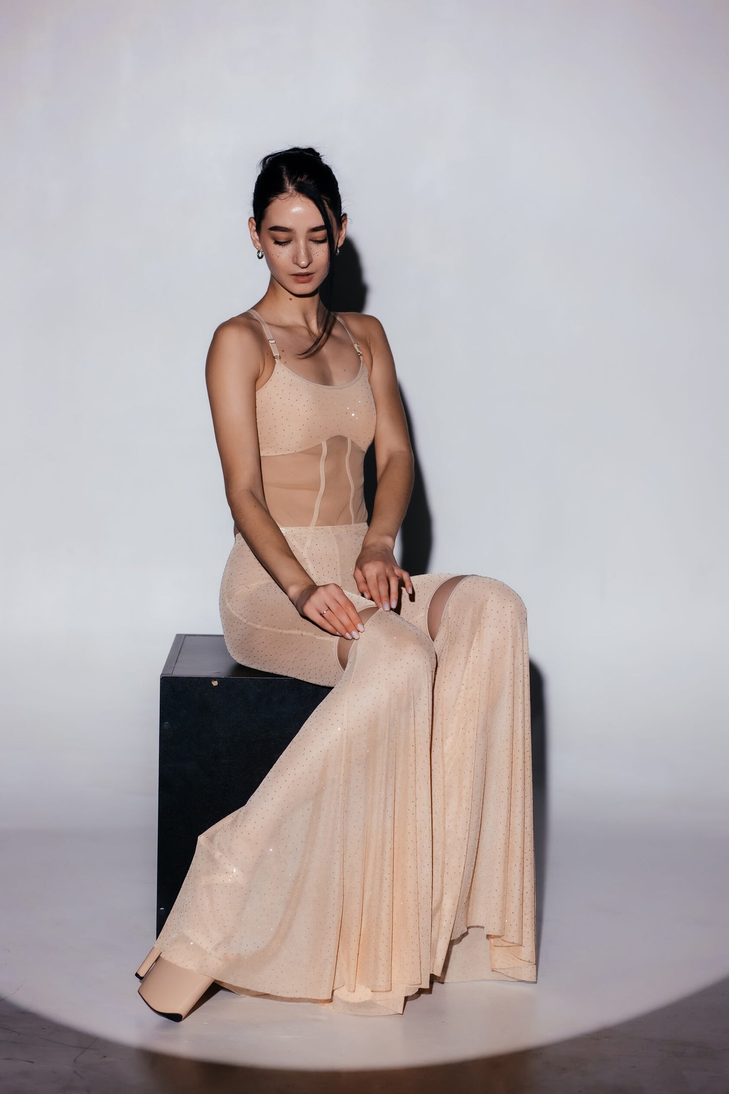 Skinelle Crystal Mesh Pants - 兩穿式長褲