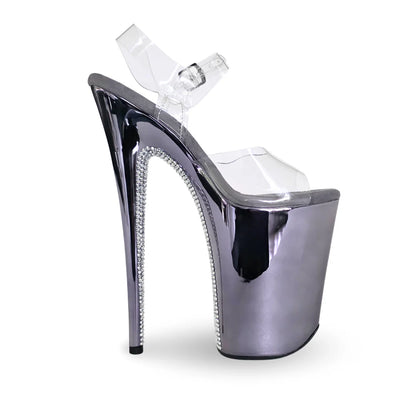 Jewel Heels  -  特選款式 PurpleGrey Diamond Back 紫灰+背鑽 - 9 吋 / 23 公分