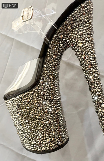 現貨-Jewel Heels 黑鑽Celeste Black Stardust 涼鞋8吋/US7