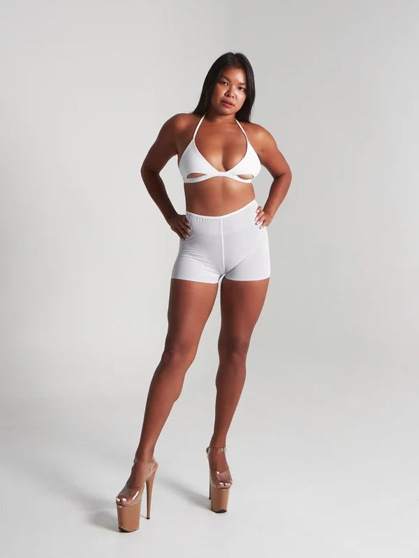 Harna -Moire shorts white 褲子