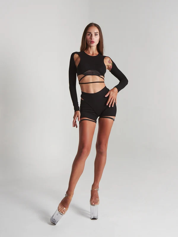 Harna -Cotton shorts with cutouts 褲子