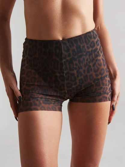 Harna -Moire shorts choco leopard 褲子