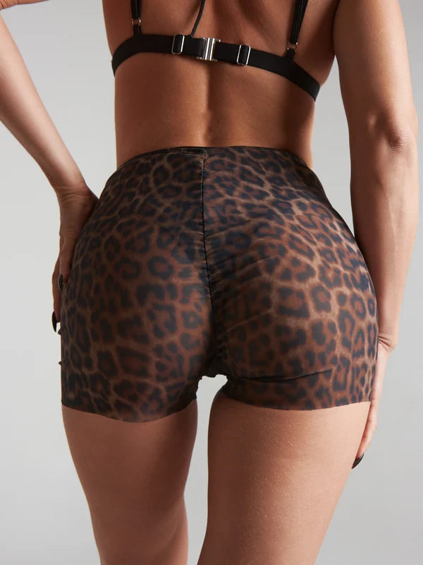 Harna -Moire shorts choco leopard 褲子