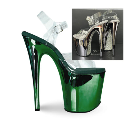 Jewel Heels  -  特選款式 CHROME True Emerald Diamond Back 翡翠+背鑽 - 9 吋 / 23 公分