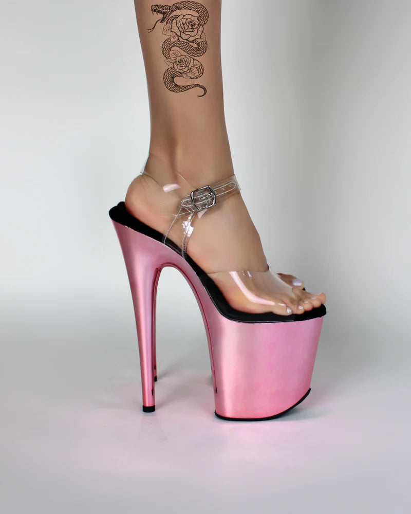 Jewel Heels - CHROME Pink Black - 8 吋 / 20 公分