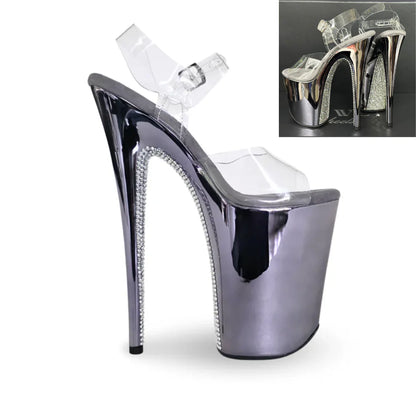 Jewel Heels  -  特選款式 PurpleGrey Diamond Back 紫灰+背鑽 - 9 吋 / 23 公分