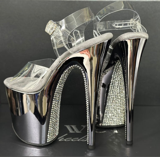 Jewel Heels  - Chrome with Diamond Back Purple Grey - 8 吋 / 20 公分