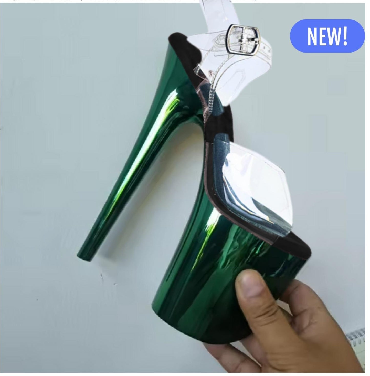 Jewel Heels - CHROME Emerald Black - 8 吋 / 20 公分