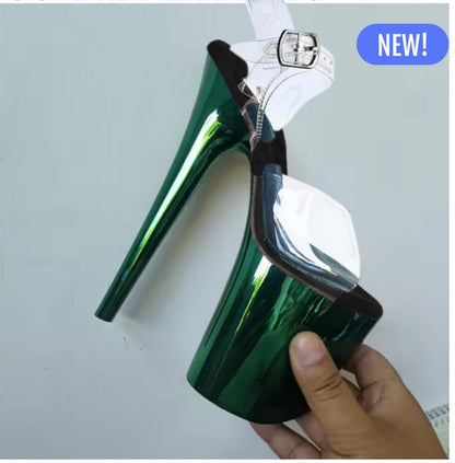 Jewel Heels - CHROME Emerald Black - 8 吋 / 20 公分