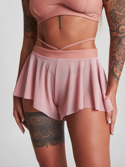 Harna -Fluffy shorts powder pink 褲裙