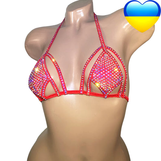 BSB - Rhinestone Bra Top Stripper outfits 上衣 -J