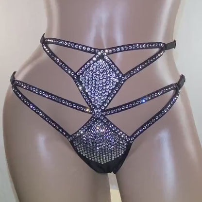 BBS - Rhinestone Sexy Lingerie Erotic 褲子 - N