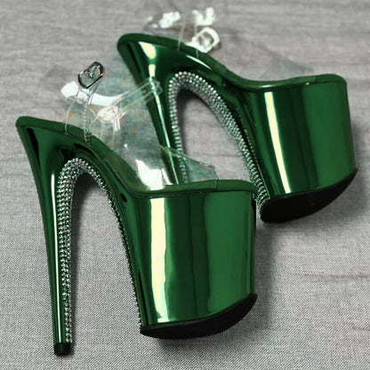 Jewel Heels  -  特選款式 CHROME True Emerald Diamond Back 翡翠+背鑽 - 9 吋 / 23 公分